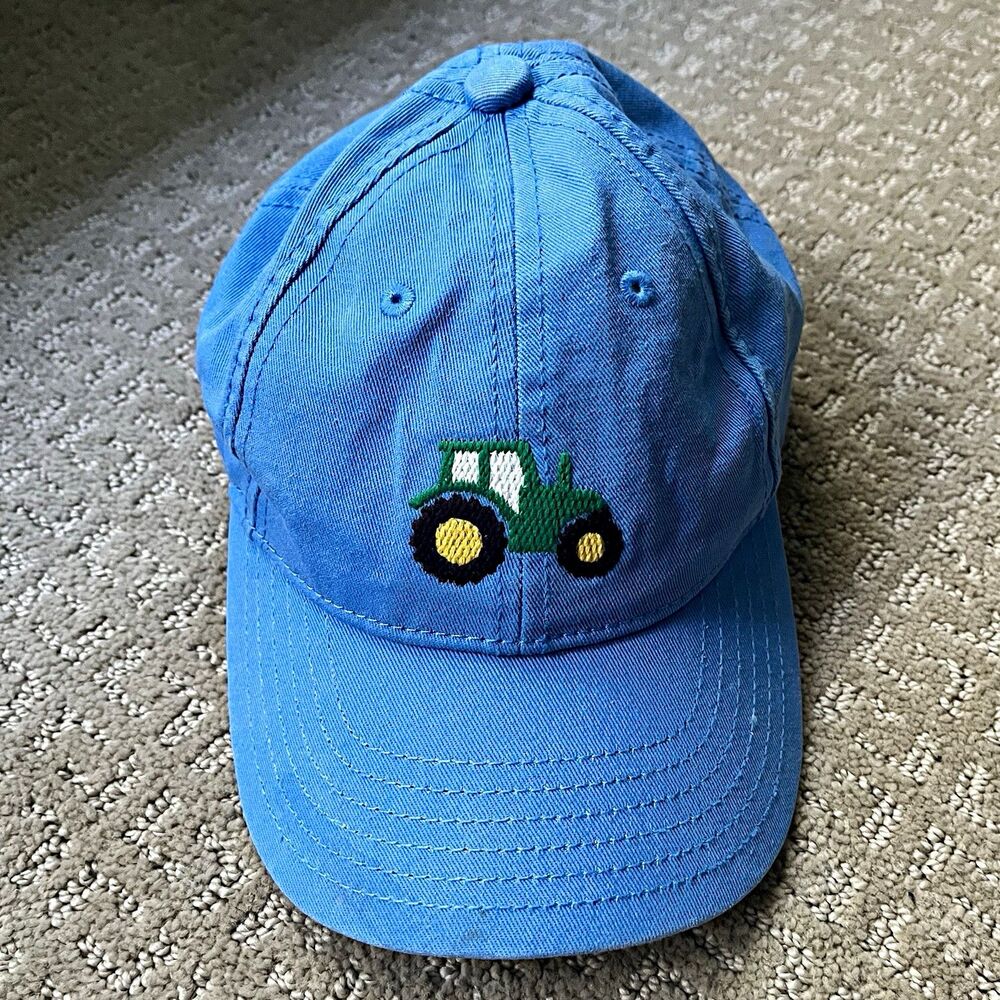 Harding Lane Kids Blue Cotton Twill Baseball Cap Embroidered Tractor Adjustable
